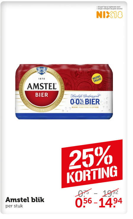 Amstel   blikje bier, krat bier folder aanbieding bij  Coop - details