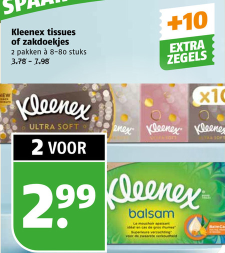 Kleenex   tissue, zakdoek folder aanbieding bij  Poiesz - details