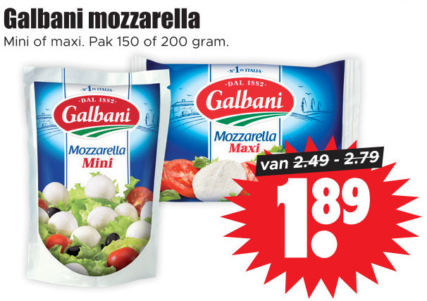 Galbani   mozzarella folder aanbieding bij  Dirk - details