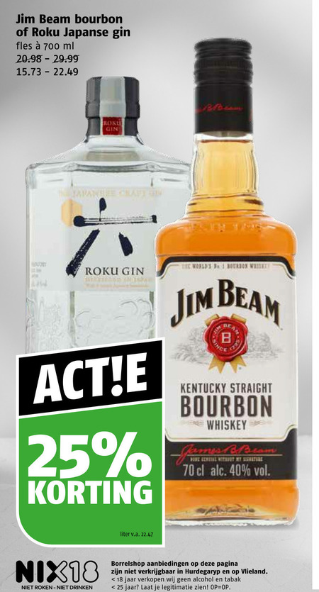 Jim Beam   bourbon, gin folder aanbieding bij  Poiesz - details