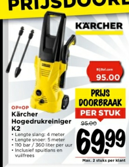 Beer afgunst kleinhandel Karcher hogedrukreiniger folder aanbieding bij Vomar - details