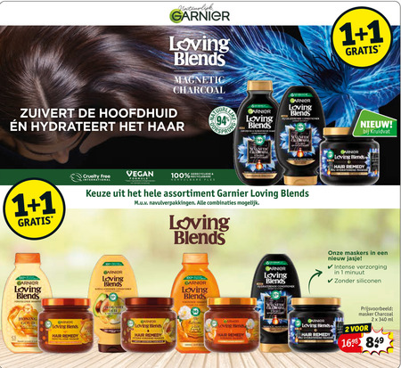 Garnier Loving Blends   gezichtsverzorging, conditioner folder aanbieding bij  Kruidvat - details