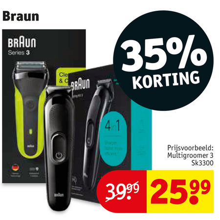 Braun elektrisch scheerapparaat, bodygroomer folder aanbieding bij Kruidvat -