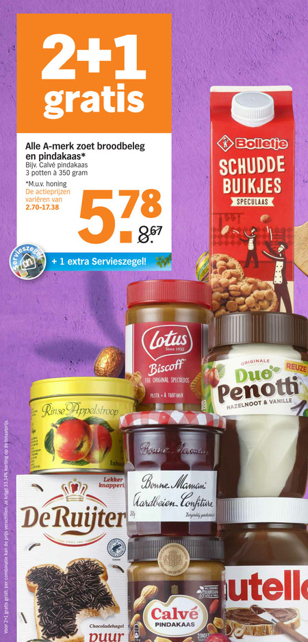 Alle merken   speculaaspasta, pindakaas folder aanbieding bij  Albert Heijn - details