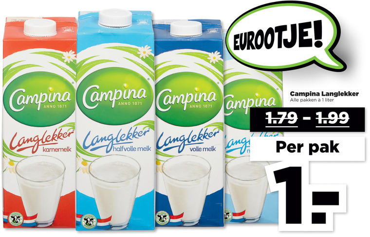 Campina   karnemelk, melk folder aanbieding bij  Plus - details