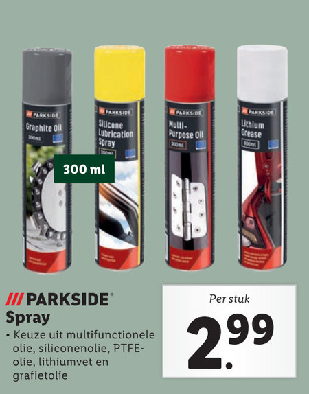 Parkside siliconenolie folder aanbieding bij Lidl - details