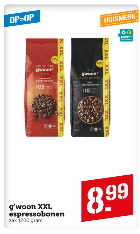 Gwoon   koffiebonen folder aanbieding bij  Coop - details