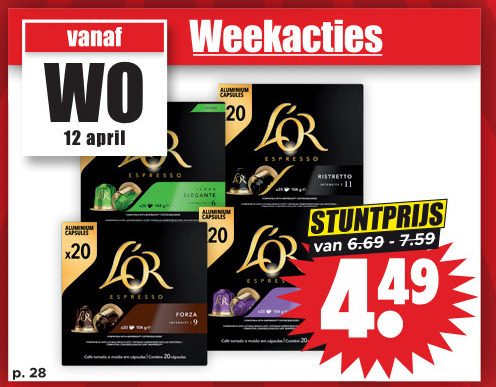 gijzelaar hoog Hangen Douwe Egberts L Or koffiecups folder aanbieding bij Dirk - details