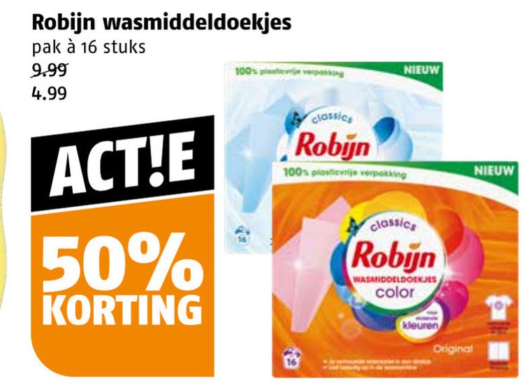 Robijn   wasdoekjes folder aanbieding bij  Poiesz - details