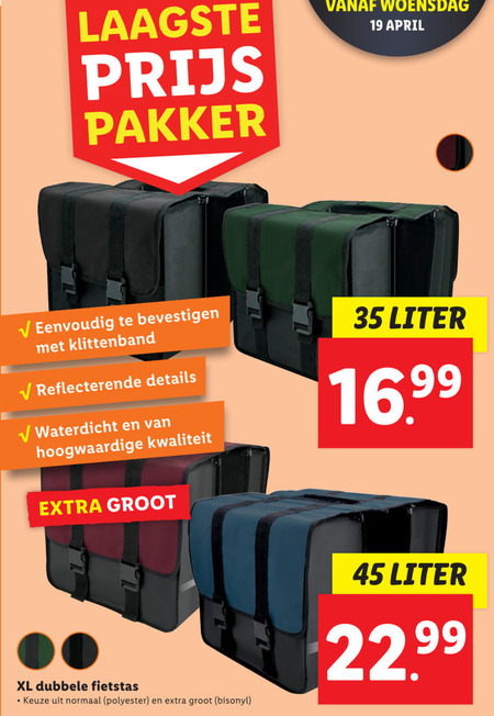 voorwoord Huisje artillerie dubbele fietstas folder aanbieding bij Lidl - details