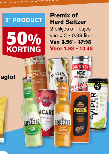 Smirnoff   hard seltzer, mixdrank folder aanbieding bij  Hoogvliet - details