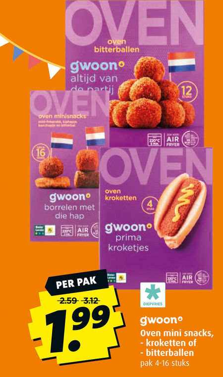 Gwoon   kroket, snack folder aanbieding bij  Boni - details