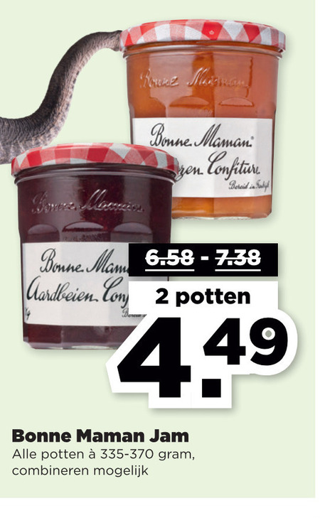 Bonne Maman   jam folder aanbieding bij  Plus - details