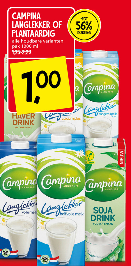 Campina   melk, soja melk folder aanbieding bij  Jan Linders - details