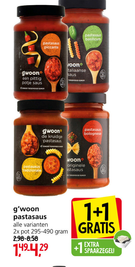 Gwoon   pastasaus folder aanbieding bij  Jan Linders - details