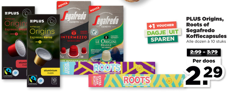 Roots   koffiecups folder aanbieding bij  Plus Vandaag - details