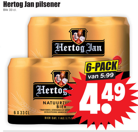 Hertog Jan   blikje bier folder aanbieding bij  Dirk - details