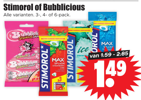 Bubblicious   kauwgom folder aanbieding bij  Dirk - details