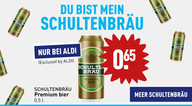 Schultenbrau   blikje bier folder aanbieding bij  Aldi - details