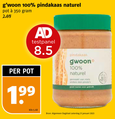 Gwoon   pindakaas folder aanbieding bij  Poiesz - details