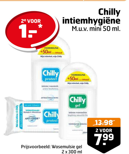 Chilly   dameshygiene folder aanbieding bij  Trekpleister - details