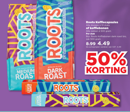 Roots   koffiecups, koffiebonen folder aanbieding bij  Plus Vandaag - details