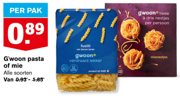 Gwoon   pasta, mie folder aanbieding bij  Hoogvliet - details