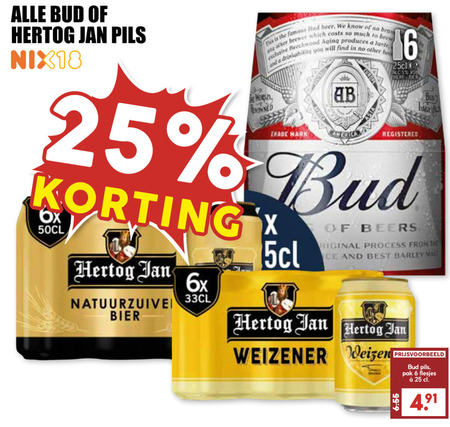 Bud   blikje bier folder aanbieding bij  MCD Supermarkt Basis - details