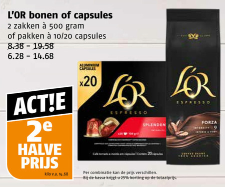 Douwe Egberts L Or   koffiebonen, koffiecups folder aanbieding bij  Poiesz - details