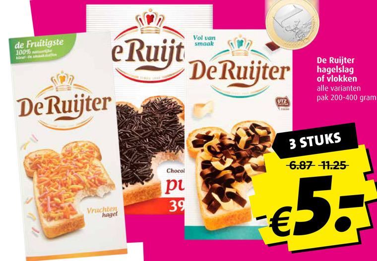 De Ruijter hagelslag, boterhamvlokken folder aanbieding bij Boni - details