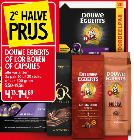 Douwe Egberts L Or   koffiecups, koffiebonen folder aanbieding bij  Jan Linders - details