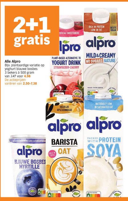 Alpro   soja melk, soja yoghurt folder aanbieding bij  Albert Heijn - details