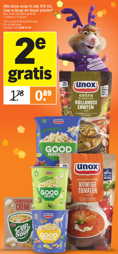 Unox   soep, noodles folder aanbieding bij  Albert Heijn - details