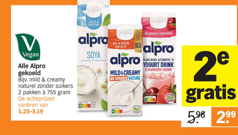 Alpro   soja yoghurt, soja melk folder aanbieding bij  Albert Heijn - details