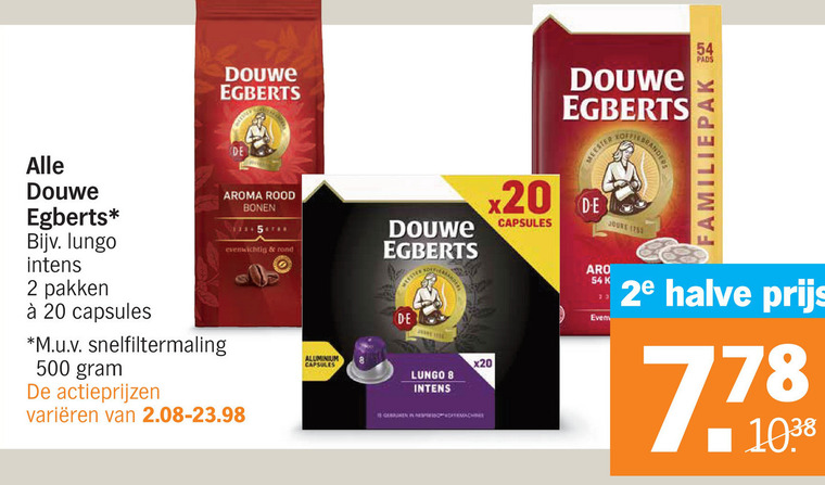 Douwe Egberts   koffiecups, koffiebonen folder aanbieding bij  Albert Heijn - details