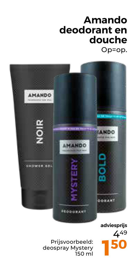 Amando   deodorant, douchegel folder aanbieding bij  Trekpleister - details