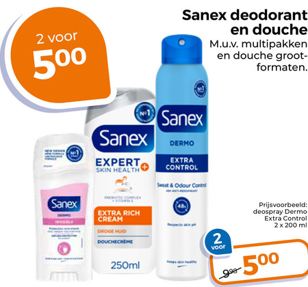 Sanex   deodorant, douchegel folder aanbieding bij  Trekpleister - details