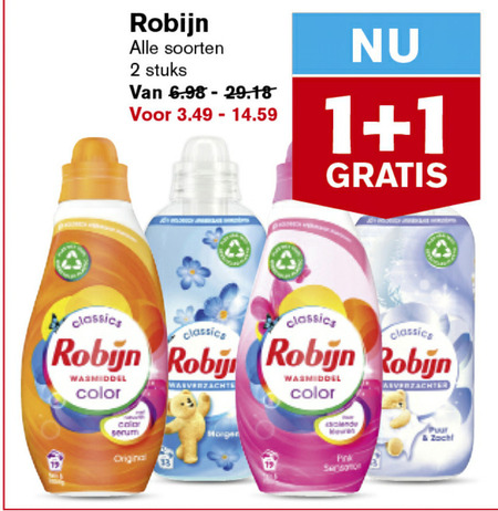 Robijn   wasverzachter, wasmiddel folder aanbieding bij  Hoogvliet - details