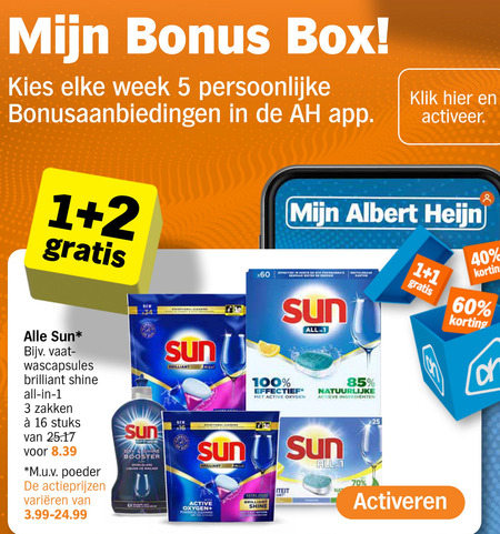 Sun   vaatwasmiddel folder aanbieding bij  Albert Heijn - details