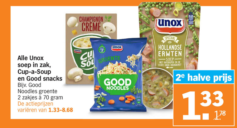 Unox   soep, noodles folder aanbieding bij  Albert Heijn - details