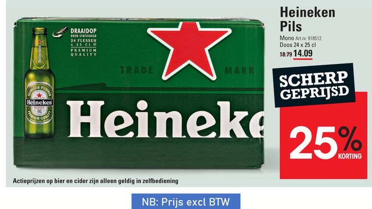 Heineken   flesje bier folder aanbieding bij  Sligro - details