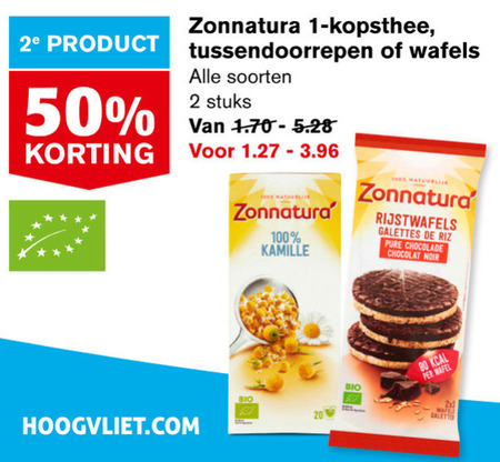 Zonnatura   rijstwafels, thee folder aanbieding bij  Hoogvliet - details