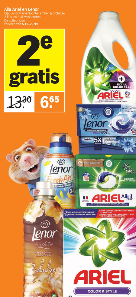 Ariel   wasmiddel, wasverzachter folder aanbieding bij  Albert Heijn - details