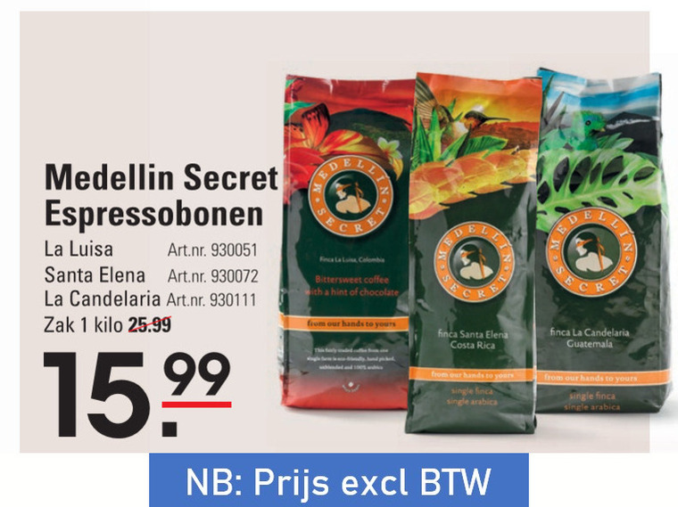 Medellin Secret   koffiebonen folder aanbieding bij  Sligro - details