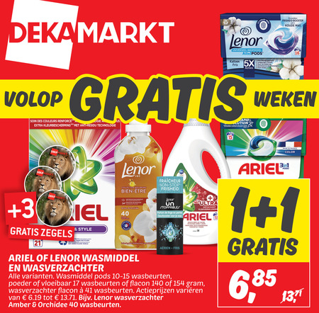 Lenor   wasmiddel, wasverzachter folder aanbieding bij  Dekamarkt - details