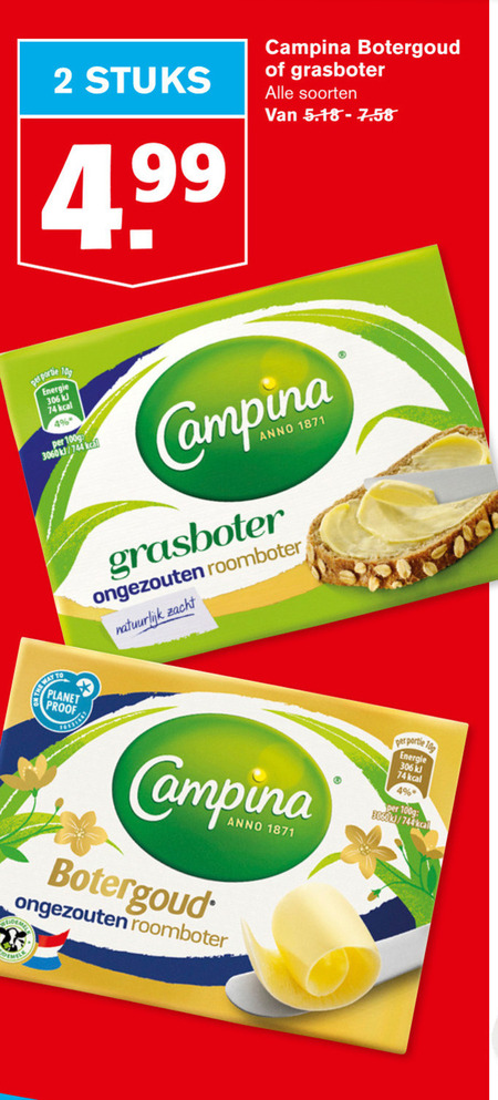 Campina   roomboter folder aanbieding bij  Hoogvliet - details