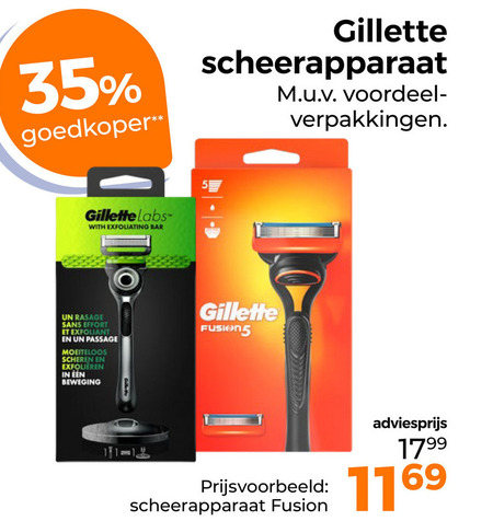 Gillette   heren handscheerapparaat folder aanbieding bij  Trekpleister - details