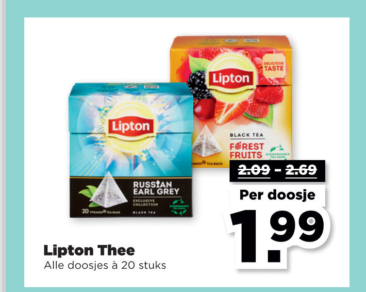 Lipton   thee folder aanbieding bij  Plus - details