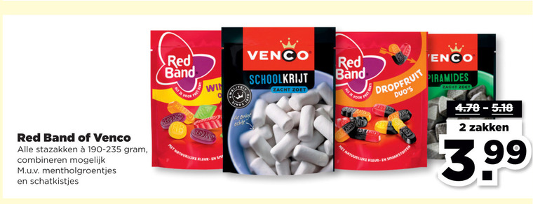 Red Band   drop, snoep folder aanbieding bij  Plus - details