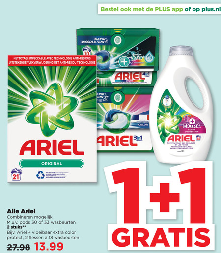 Ariel   wasmiddel folder aanbieding bij  Plus - details